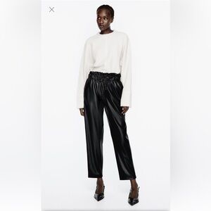 Zara Vegan Leather Cropped Pants Size M
